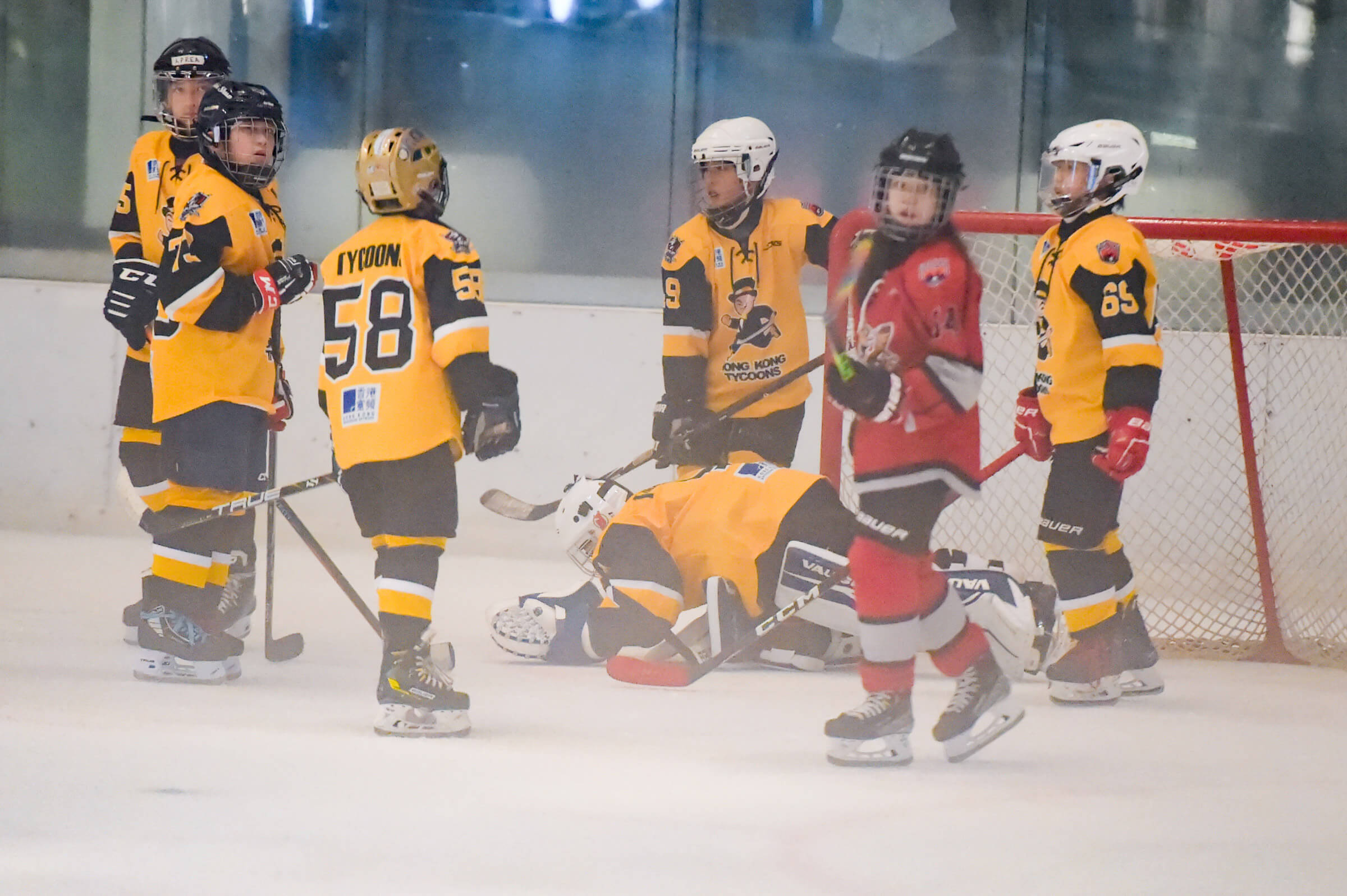 Hockey players during the game