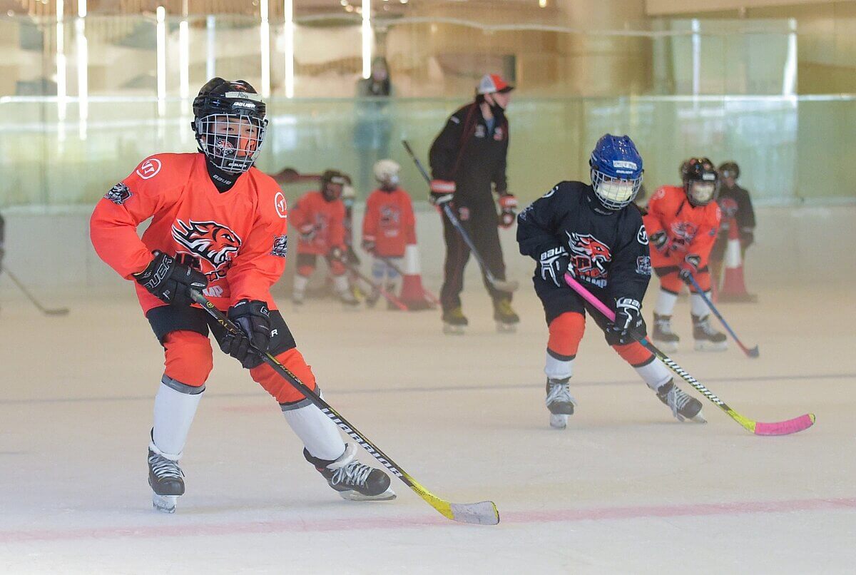 Young hockey players at learn to play class
